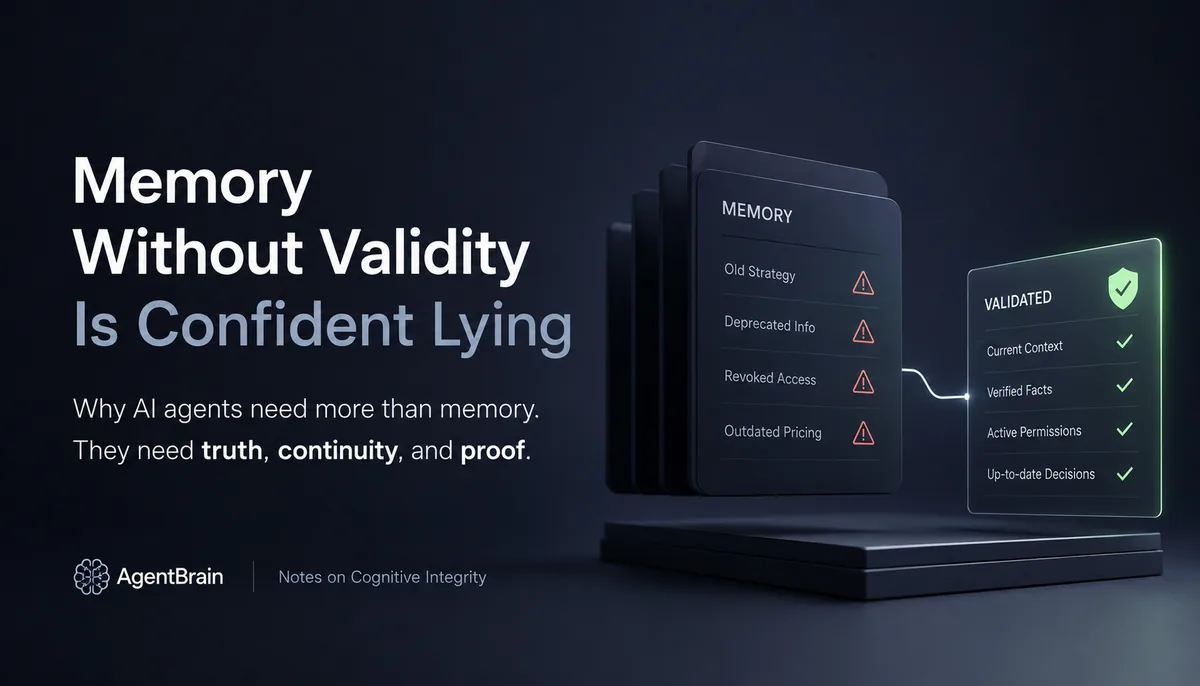 Memory records moving through a validation layer before becoming usable context
